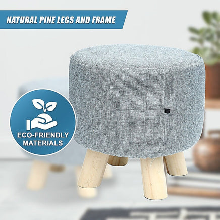 Fabric Ottoman Foot Stool Rest Pouffe Footstool Wood Storage Padded Seat Furniture Kings Warehouse 