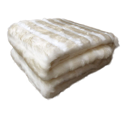 Faux Fur Luxury Animal Throw Rug White Cream Chinchilla Home & Garden Kings Warehouse 