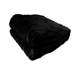 Faux Fur Striped Throw Rug Black Home & Garden Kings Warehouse 