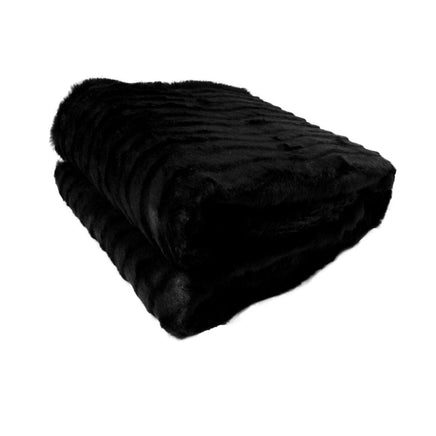 Faux Fur Striped Throw Rug Black Home & Garden Kings Warehouse 