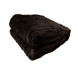 Faux Fur Striped Throw Rug Dark Chocolate Home & Garden Kings Warehouse 