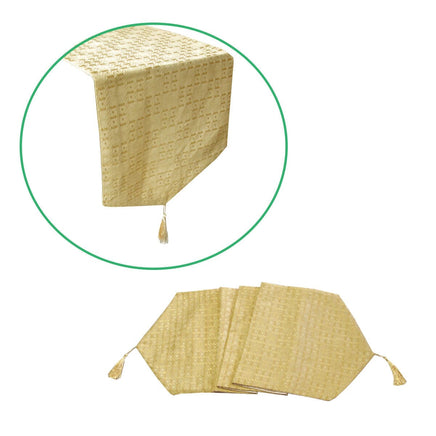 Faux Silk Jacquard Table Runner Gold 32 x 180 cm Home & Garden Kings Warehouse 