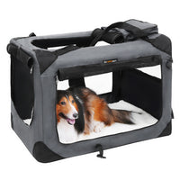 FEANDREA Dog Kennel Transport Box Folding Fabric Pet Carrier 70cm Grey Kings Warehouse 