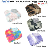 Finley Multi Colour Collection Shaggy Throw Rug 127 x 152cm Pastel Hues Home & Garden Kings Warehouse 
