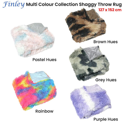 Finley Multi Colour Collection Shaggy Throw Rug 127 x 152cm Pastel Hues Home & Garden Kings Warehouse 