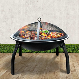 Fire Pit BBQ Charcoal Smoker Portable Outdoor Camping Pits Patio Fireplace 22" Home & Garden Kings Warehouse 