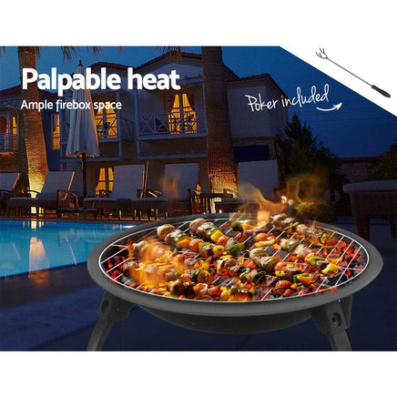 Fire Pit BBQ Charcoal Smoker Portable Outdoor Camping Pits Patio Fireplace 22" Home & Garden Kings Warehouse 