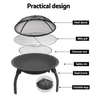Fire Pit BBQ Charcoal Smoker Portable Outdoor Camping Pits Patio Fireplace 22" Home & Garden Kings Warehouse 