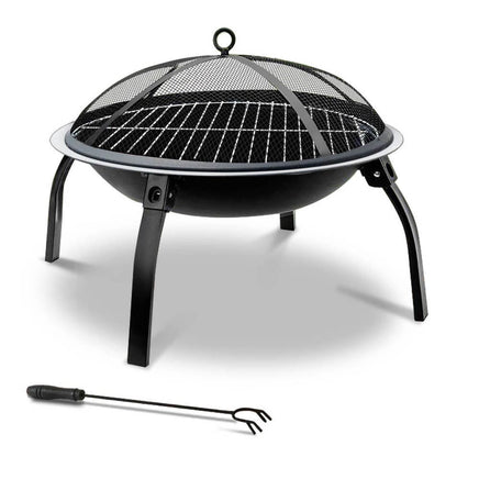 Fire Pit BBQ Charcoal Smoker Portable Outdoor Camping Pits Patio Fireplace 22" Home & Garden Kings Warehouse 