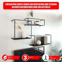 Floating Shelves Retro Industrial Ledge Black Metal Display Stand Furniture Kings Warehouse 