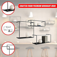 Floating Shelves Retro Industrial Ledge Black Metal Display Stand Furniture Kings Warehouse 