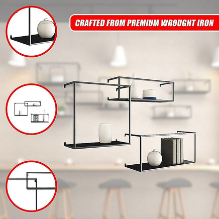 Floating Shelves Retro Industrial Ledge Black Metal Display Stand Furniture Kings Warehouse 