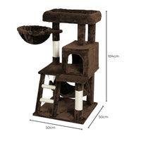 Floofi 104cm Plush Cat Condo Cat Tree Brown Pet Care Kings Warehouse 