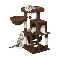 Floofi 104cm Plush Cat Condo Cat Tree Brown Pet Care Kings Warehouse 