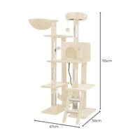 Floofi 155cm Plush Cat Condo Cat Tree Beige Kings Warehouse 