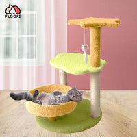 Floofi 75cm Galaxy Plush Scratching Post Cat Tree Yellow Green FI-CT-144-MM Kings Warehouse 