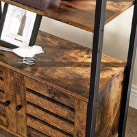 Floor-Standing Storage Cabinet and Cupboard with 2 Louvred Doors and 3 Shelves, Rustic Brown Furniture Kings Warehouse 