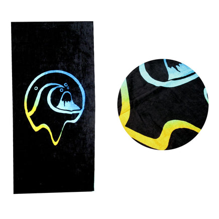 Flow-riding Black Cotton Beach Towel Home & Garden Kings Warehouse 