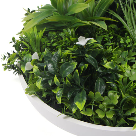 Flowering White Artificial Green Wall Disc UV Resistant 100cm (White Frame) Home & Garden Kings Warehouse 