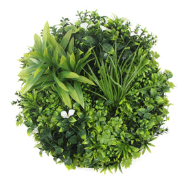 Flowering White Artificial Green Wall Disc UV Resistant 50cm (White Frame) Home & Garden Kings Warehouse 
