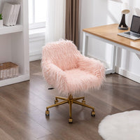 Fluffy Office Chair Faux Fur Modern Swivel Desk Chair for Women And Girls-Pink Kings Warehouse 