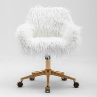 Fluffy Office Chair Faux Fur Modern Swivel Desk Chair for Women And Girls-White Furniture Kings Warehouse 