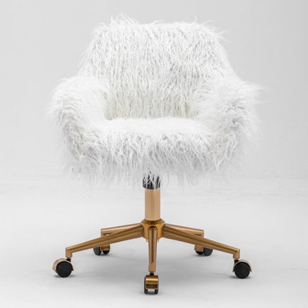 Fluffy Office Chair Faux Fur Modern Swivel Desk Chair for Women And Girls-White Furniture Kings Warehouse 