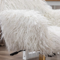 Fluffy Office Chair Faux Fur Modern Swivel Desk Chair for Women And Girls-White Furniture Kings Warehouse 