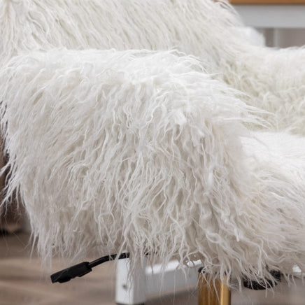 Fluffy Office Chair Faux Fur Modern Swivel Desk Chair for Women And Girls-White Furniture Kings Warehouse 