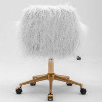 Fluffy Office Chair Faux Fur Modern Swivel Desk Chair for Women And Girls-White Furniture Kings Warehouse 