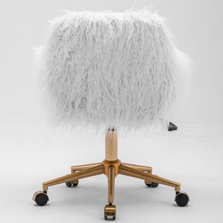 Fluffy Office Chair Faux Fur Modern Swivel Desk Chair for Women And Girls-White Furniture Kings Warehouse 