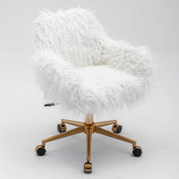 Fluffy Office Chair Faux Fur Modern Swivel Desk Chair for Women And Girls-White Furniture Kings Warehouse 