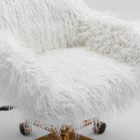 Fluffy Office Chair Faux Fur Modern Swivel Desk Chair for Women And Girls-White Furniture Kings Warehouse 