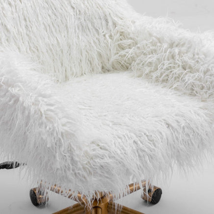 Fluffy Office Chair Faux Fur Modern Swivel Desk Chair for Women And Girls-White Furniture Kings Warehouse 