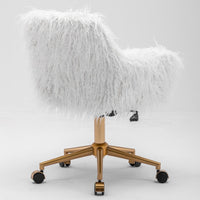 Fluffy Office Chair Faux Fur Modern Swivel Desk Chair for Women And Girls-White Furniture Kings Warehouse 