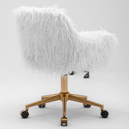 Fluffy Office Chair Faux Fur Modern Swivel Desk Chair for Women And Girls-White Furniture Kings Warehouse 
