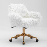 Fluffy Office Chair Faux Fur Modern Swivel Desk Chair for Women And Girls-White Furniture Kings Warehouse 