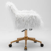 Fluffy Office Chair Faux Fur Modern Swivel Desk Chair for Women And Girls-White Furniture Kings Warehouse 