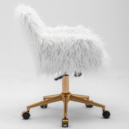 Fluffy Office Chair Faux Fur Modern Swivel Desk Chair for Women And Girls-White Furniture Kings Warehouse 