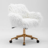 Fluffy Office Chair Faux Fur Modern Swivel Desk Chair for Women And Girls-White Kings Warehouse 