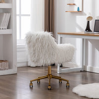 Fluffy Office Chair Faux Fur Modern Swivel Desk Chair for Women And Girls-White Kings Warehouse 