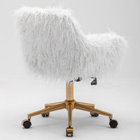 Fluffy Office Chair Faux Fur Modern Swivel Desk Chair for Women And Girls-White Kings Warehouse 