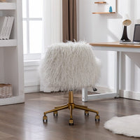 Fluffy Office Chair Faux Fur Modern Swivel Desk Chair for Women And Girls-White Kings Warehouse 