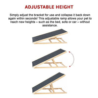 Foldable Dog Pet Ramp Adjustable Height Dogs Stairs for Bed Sofa Car 100cm Pet Care Kings Warehouse 