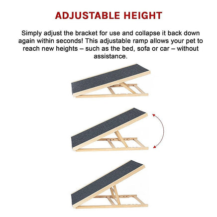 Foldable Dog Pet Ramp Adjustable Height Dogs Stairs for Bed Sofa Car 100cm Pet Care Kings Warehouse 