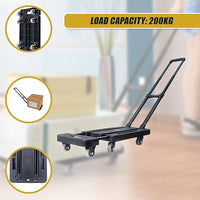 Foldable Hand Flatbed Trolley Cart 6 x 360 Degree Rotating Wheels with Maximum Load 200Kg Tools Kings Warehouse 