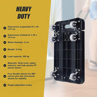 Foldable Hand Flatbed Trolley Cart 6 x 360 Degree Rotating Wheels with Maximum Load 200Kg Tools Kings Warehouse 