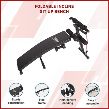 Foldable Incline Sit Up Bench for Home Gym Ab Workout Training Sports & Fitness Kings Warehouse 