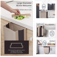 Foldable Wall Trash Bin Hanging Waste Bin Under Kitchen Sink with Top Ring to Fix Garbage Bag (Gray) Kings Warehouse 