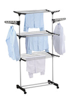 Folding 3 Tier Clothes Laundry Drying Rack with Stainless Steel Tubes for Indoor & Outdoor Home Fun in the Sun Kings Warehouse 